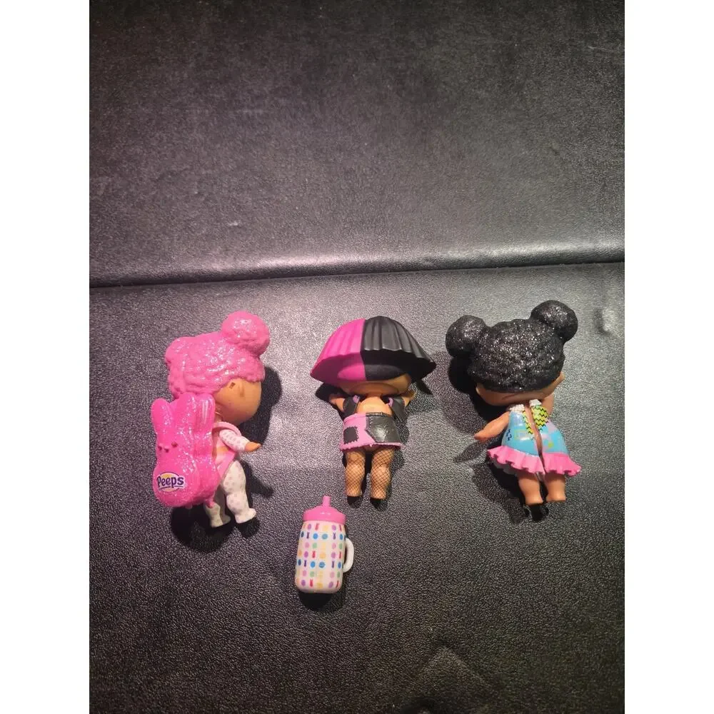 L.O.L. Surprise Dolls Lot Of 3 Mini Fashion Dolls Jointed Figures Clothes Peep
